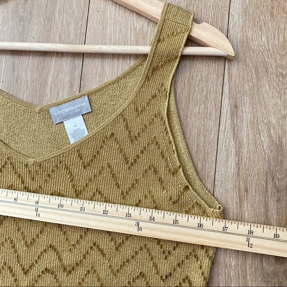Liz Claiborne Collection Womens Metallic Gold Beaded Silk Tank Top Size Medium - Picture 4 of 5